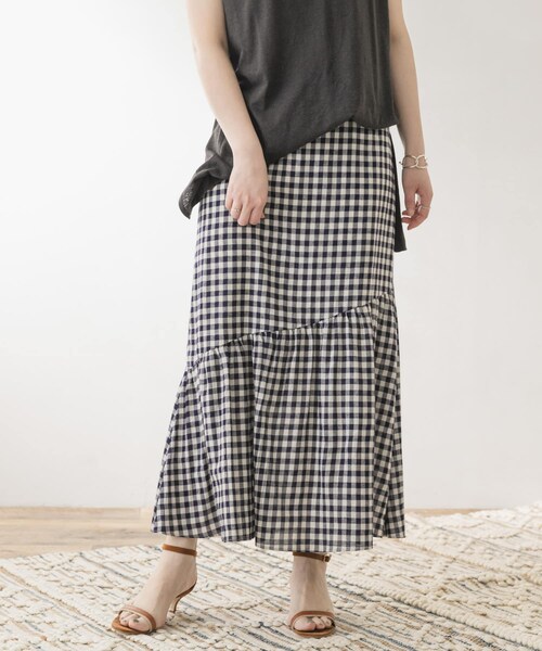 URBAN RESEARCH ROSSO（アーバンリサーチロッソ）の「F by ROSSO　ギンガムチェックマーメイドスカート（スカート・レディース・BEIGE/NAVY・36/38）」の10枚目の写真