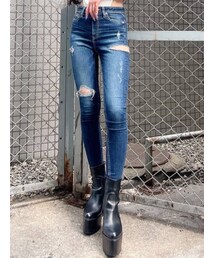 GYDA | M/W SIDE RIPPEDスキニーデニムパンツ(デニムパンツ)
