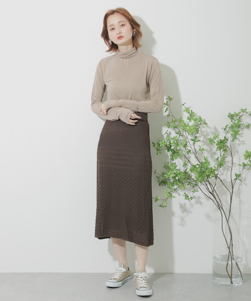 SENSE OF PLACE by URBAN RESEARCH(センスオブプレイスバイアーバンリサーチ)の「クロシェニットスカート(スカート・レディース・L.BROWN/GREIGE/BROWN/MINT・FREE)」の19枚目の写真