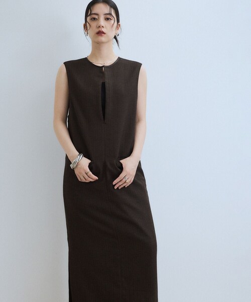 ADAM ET ROPE'（アダムエロペ）の「【WEB限定】2WAY MIXツイードジャンパースカート（ワンピース・レディース・ブラック系/ダークブラウン/ベージュ系・36/38）」の17枚目の写真