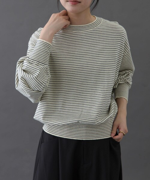 URBAN RESEARCH DOORS(アーバンリサーチドアーズ)の「FORK&SPOON ボーダークルーネックニット(ニット/セーター・レディース・IVOxNVY/GRYxNVY/BRNxBLU・1)」の1枚目の写真