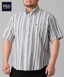 nissen | 綿麻素材ストライプ半袖シャツ　POLO BCS【大きいサイズ】(シャツ/ブラウス)