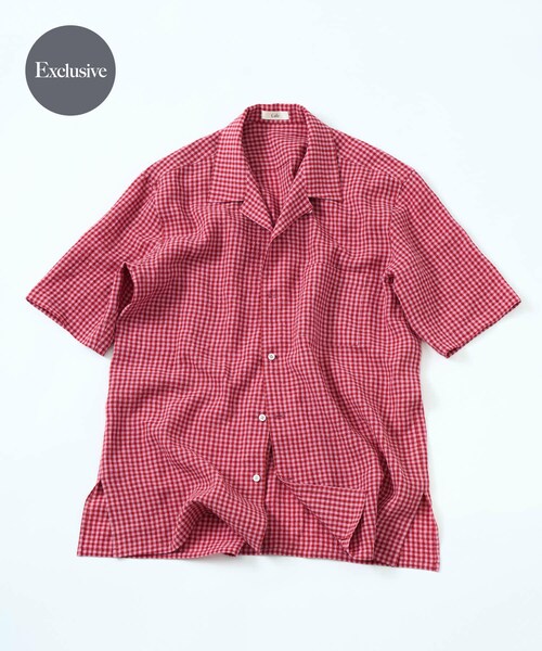 URBAN RESEARCH(アーバンリサーチ)の「『別注』Cale×URBAN RESEARCH ギンガムチェック SHORT-SLEEVE SHIRTS(シャツ/ブラウス・メンズ・PINK×RED・3/4)」の2枚目の写真