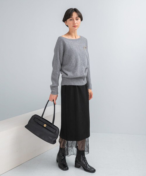 URBAN RESEARCH ROSSO（アーバンリサーチロッソ）の「レースレイヤードミディスカート（スカート・レディース・IVORY/BLACK・36/38）」の16枚目の写真