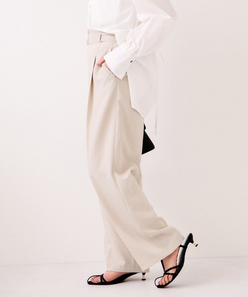 VIS（ビス）の「【WEB限定】美easyリネンライクベルテッドストレートパンツ/イージーケア・接触冷感（その他パンツ・レディース・ブラック/グレー/キナリ/ピンク・L/M/S/SS）」の10枚目の写真