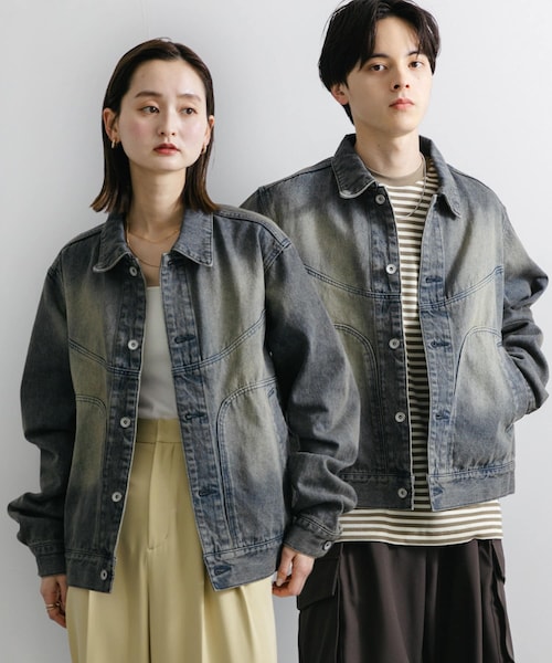 SENSE OF PLACE by URBAN RESEARCH(センスオブプレイスバイアーバンリサーチ)の「『ユニセックス』『セットアップ対応』ヴィンテージライクデニムブルゾン(デニムジャケット・メンズ・D.INDIGO/BLACK・M/L)」の2枚目の写真