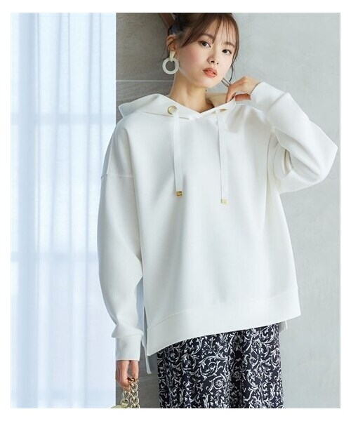 nissen（ニッセン）の「大きいサイズ 大きいサイズ ダンボールニットきれい見えパーカー（パーカー・レディース・チャコール/モカベージュ/オフホワイト/ブルーグレー・L~LL相当/3L~4L相当/5L~6L相当/8L相当/10L相当）」の8枚目の写真