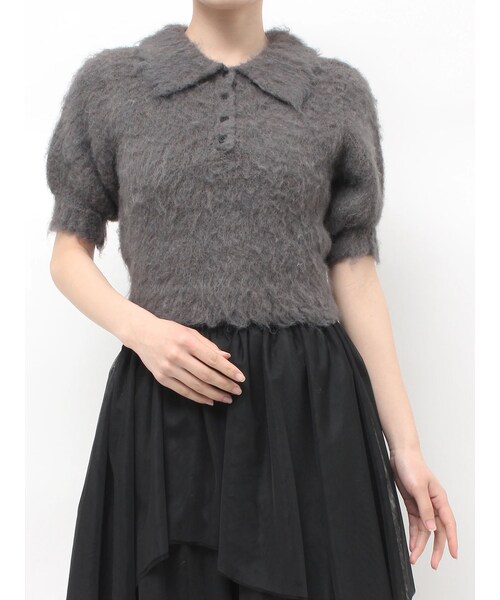 dazzlin（ダズリン）の「ハーフスリーブヘアリーポロニット（ニット/セーター・レディース・アイボリー/チャコールグレー/レッド/ピンク/ブルー・F）」の12枚目の写真