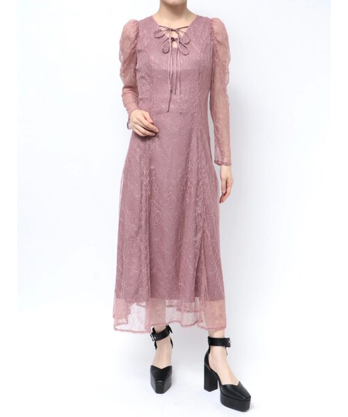 EATME（イートミー）の「ダブルリボンレースワンピース（ドレス・レディース・アイボリー/ブラック/ピンク・S/M）」の9枚目の写真