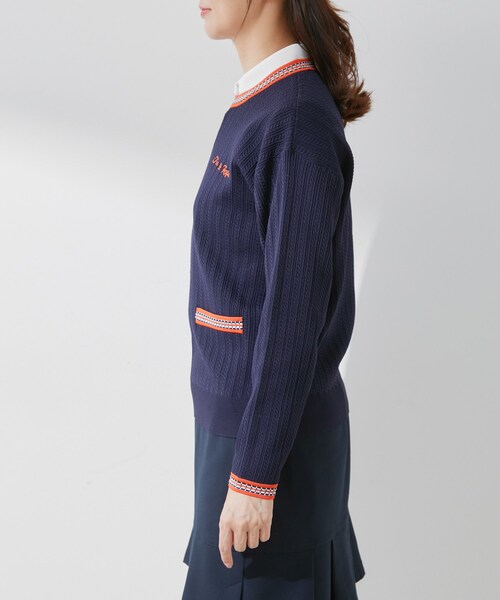 ROPE'(ロペ)の「ミニケーブル柄プレート使い長袖プルオーバー(ニット/セーター・レディース・ホワイト/グリーン/ネイビー・L/M/S)」の21枚目の写真