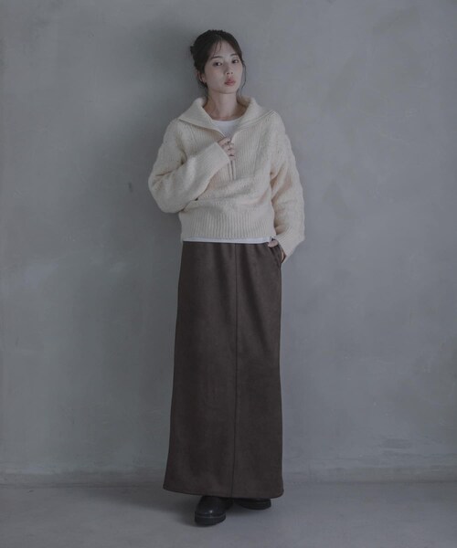 URBAN RESEARCH Sonny Label（アーバンリサーチサニーレーベル）の「ハーフZIPシャギーニットプルオーバー（ニット/セーター・レディース・オフ/グレー/グリーン・Free）」の10枚目の写真