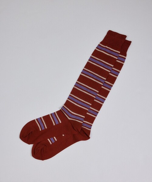 ADAM ET ROPE'(アダムエロペ)の「【CONLEAD(コンリード)】Border line Long / ボーダーソックス(ソックス/靴下・レディース・ブラック系/キャメル系/ワイン系・F)」の5枚目の写真