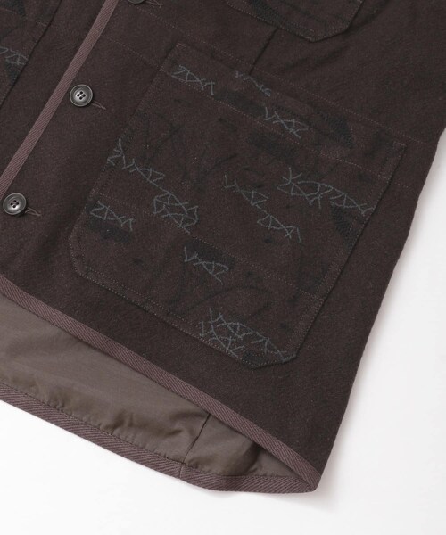 URBAN RESEARCH（アーバンリサーチ）の「WORK NOT WORK　ウールエンブロイダリーバーナージャケット（ノーカラージャケット・レディース・GRAY/D.BROWN・1/2）」の22枚目の写真