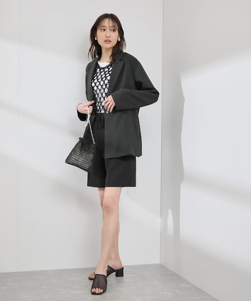 ROPE' PICNIC（ロペピクニック）の「【接触冷感・吸水速乾・防シワ】エフォートレスリラックスジャケット/通勤・セットアップ対応（テーラードジャケット・レディース・チャコール/ライトグレー/ベージュ・38/40）」の17枚目の写真