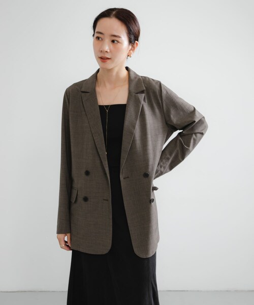 URBAN RESEARCH（アーバンリサーチ）の「ウール混ダブルブレストジャケット（テーラードジャケット・レディース・BLACK/BROWN・FREE）」の20枚目の写真