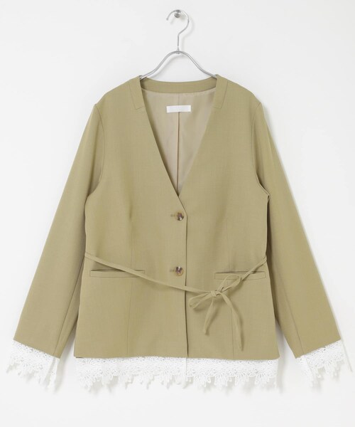 SENSE OF PLACE by URBAN RESEARCH(センスオブプレイスバイアーバンリサーチ)の「レースレイヤードノーカラージャケット(ノーカラージャケット・レディース・BLACK/Y.BEIGE・One)」の17枚目の写真