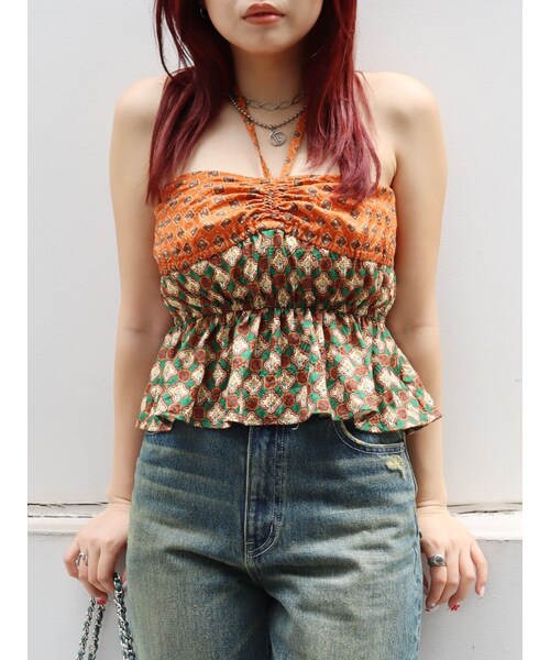 EVRIS（エヴリス）の「オリジナルパターントップス（キャミソール・レディース・オレンジ/ブルー/パープル・F）」の5枚目の写真