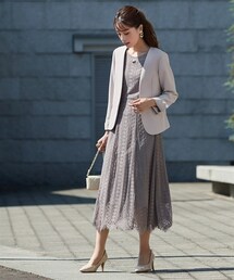 nissen | 【入学式・卒業式・フォーマル】総レースワンピースドレスアンサンブル（ノーカラージャケット＋ワンピース）＜大きいサイズ有＞〔Callarus〕(フォーマルスーツ/小物)