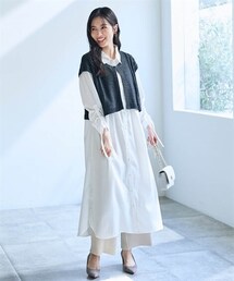 nissen | 袖ドロストニット使いシャツワンピース【OtonaSMILE】(ワンピース)