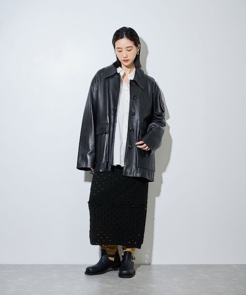 ADAM ET ROPE'（アダムエロペ）の「モヘアmixオープンワークスカート（スカート・レディース・ブラック/オフホワイト・F）」の7枚目の写真