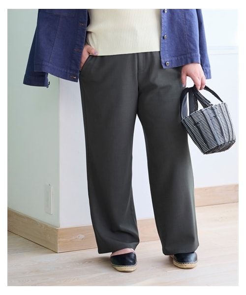 nissen（ニッセン）の「＜大きいサイズ＞しわになりにくい軽やかなスマイルさんのためのキレイに見えるワイドパンツ（接触冷感・UVカット）（パンツ・レディース・ネイビー/チャコールグレー/ライムグリーン・LL/3L/4L/5L/6L/8L/10L）」の17枚目の写真