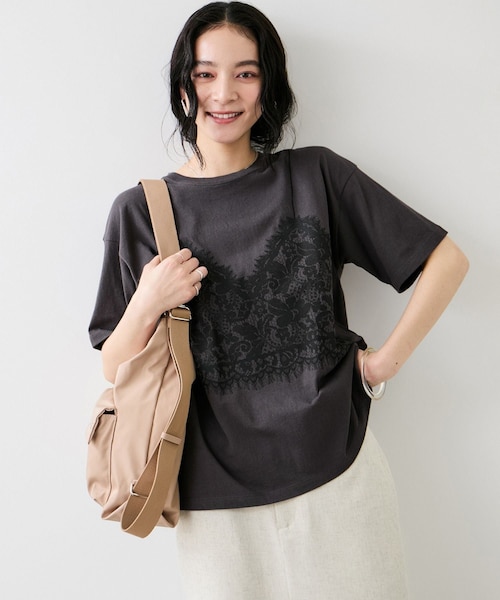 VIS(ビス)の「トロンプルイユプリントTシャツ(Tシャツ/カットソー・レディース・チャコール/ホワイト・F)」の14枚目の写真