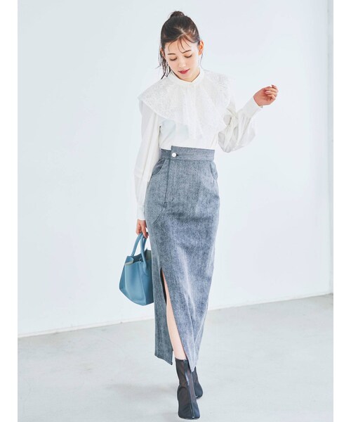 dazzlin（ダズリン）の「スリットストレートスカート（スカート・レディース・オフホワイト/ブラック/ベージュ/アイボリー・S/M）」の15枚目の写真