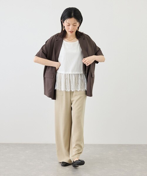 ROPE' PICNIC(ロペピクニック)の「レースドッキングタンク/着丈が選べる(タンクトップ・レディース・ホワイト・M/MT)」の5枚目の写真