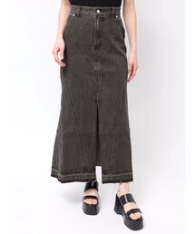 パターンデザインデニムロングスカート