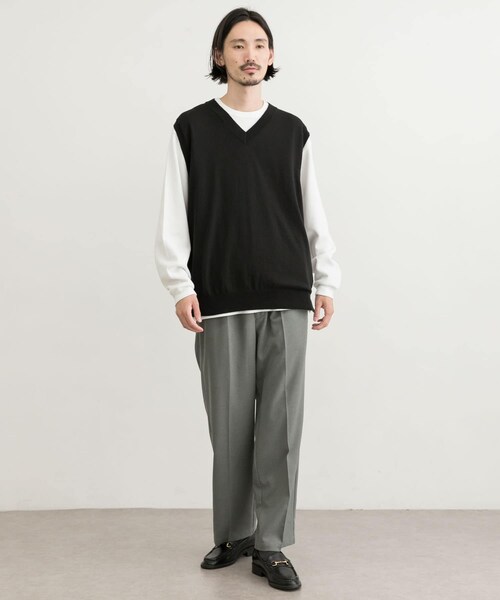 URBAN RESEARCH（アーバンリサーチ）の「ハイゲージVネックベスト（ベスト・メンズ・OFF/BLACK/S/GREEN・M/L）」の11枚目の写真