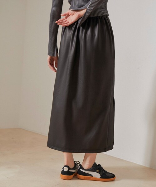NERGY（ナージー）の「【イージーケア】Synthetic Leather イージーラップスカート（スカート・レディース・ブラック・F）」の10枚目の写真