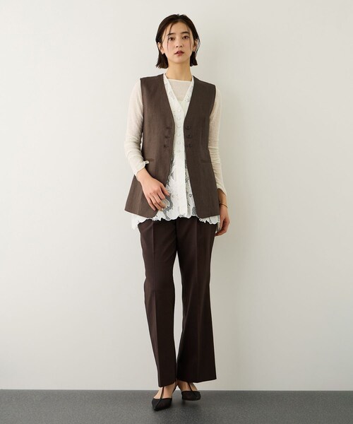 ROPE'（ロペ）の「リネン3ボタンジレ/セットアップ対応（ベスト・レディース・ダークブラウン系/ベージュ・F）」の15枚目の写真