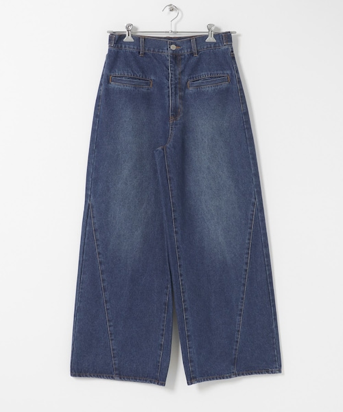 KBF（ケイビーエフ）の「WIDEレッグアジャストデニム（デニムパンツ・レディース・BLUE/L.BLUE・36/38）」の4枚目の写真