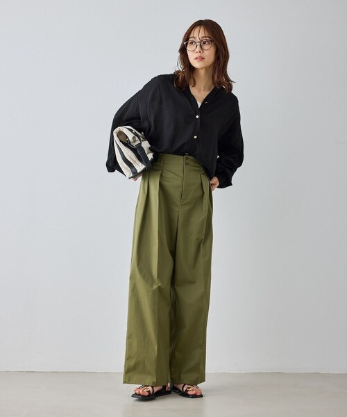 ROPE' PICNIC(ロペピクニック)の「布帛シアーカーディガンブラウス(シャツ/ブラウス・レディース・ブラック/キナリ/ベージュ・F)」の9枚目の写真