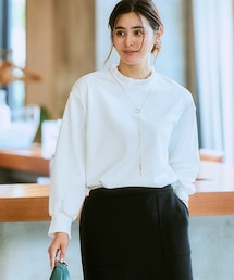 7days Life Styling | 【裏側起毛であったか】フリルネックトップス<大きいサイズ有>(Tシャツ/カットソー)