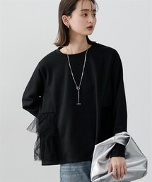 nissen | 【裏毛】サイドフリルトップス(Tシャツ/カットソー)