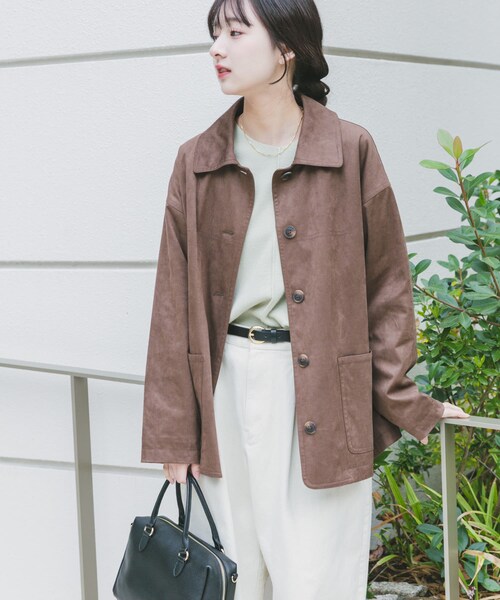 ITEMS URBANRESEARCH（アイテムズ アーバンリサーチ）の「フェイクスエードオーバージャケット（テーラードジャケット・レディース・BEG/BRN・Free）」の5枚目の写真
