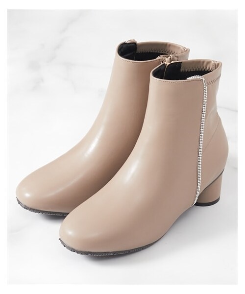 nissen（ニッセン）の「masyugirl（マシュガール）ラインデザインショートブーツ（ワイズ４Ｅ）（ブーツ・メンズ・黒/グレージュ・M=23.0~23.5cm/4E/L=24.0~24.5cm/4E/LL=25.0~25.5cm/4E/3L=26.0~26.5cm/4E）」の8枚目の写真