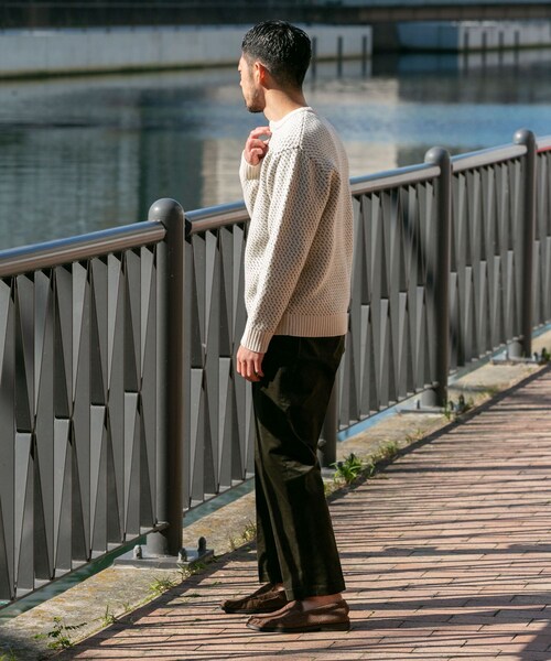 URBAN RESEARCH ROSSO（アーバンリサーチロッソ）の「『XLサイズあり』バーズアイ柄ヘンリーネックニット（ニット/セーター・メンズ・IVORY/BLACK/GREIGE/NAVY/GRAY・S/M/L/XL）」の12枚目の写真