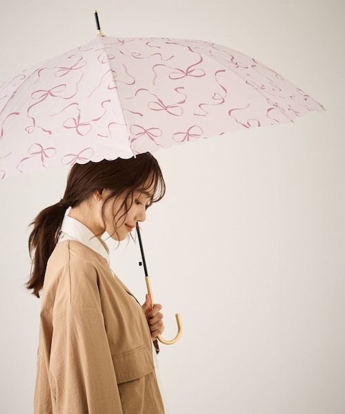 ROPE' PICNIC（ロペピクニック）の「【Wpc.】【晴雨兼用】ハートリボン長傘（長傘・レディース・ホワイト系/ブラウン/ピンク・F）」の3枚目の写真