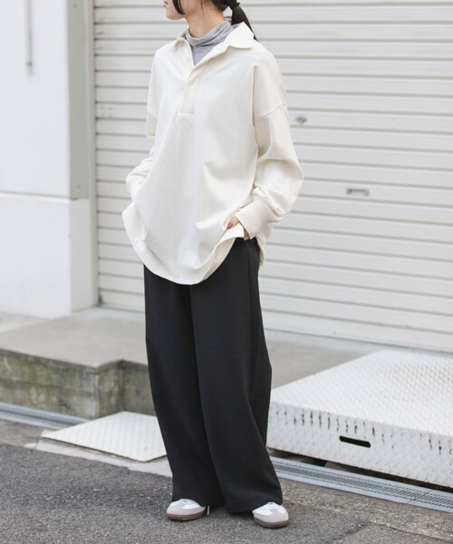 URBAN RESEARCH DOORS（アーバンリサーチドアーズ）の「FORK&SPOON　ダブルクロスイージーパンツ（その他パンツ・レディース・BLACK/BEIGE・1/2）」の14枚目の写真