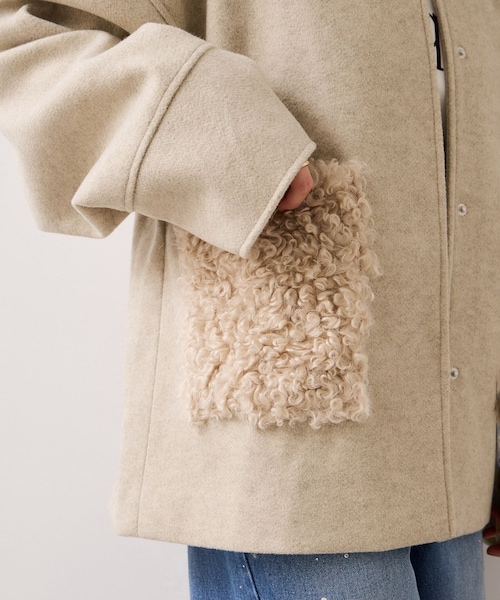 VIS（ビス）の「【WEB限定】ボアポケットノーカラーコート（その他アウター・レディース・チャコール/キナリ/ダークブラウン・F）」の19枚目の写真