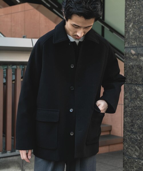 URBAN RESEARCH DOORS（アーバンリサーチドアーズ）の「ニットメルトン パデット ショートコート（テーラードジャケット・メンズ・BROWN/BLACK・M/L）」の10枚目の写真