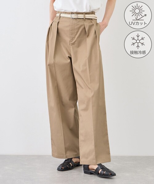 ROPE' PICNIC(ロペピクニック)の「タックデザインチノパンツ/UVカット(チノパンツ・レディース・オフホワイト/ベージュ/カーキ・L/M)」の3枚目の写真