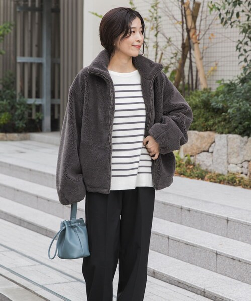 URBAN RESEARCH DOORS(アーバンリサーチドアーズ)の「ZIPボアブルゾン(テーラードジャケット・レディース・OFF/CHARCOAL・Free)」の16枚目の写真