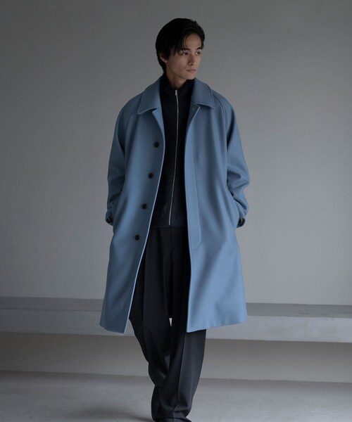 ADAM ET ROPE'(アダムエロペ)の「Bellandi メルトンバルマカーンコート(ステンカラーコート・メンズ・ブラック/グレー系/ブルー系・L/M)」の8枚目の写真