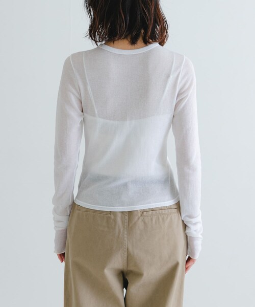 URBAN RESEARCH（アーバンリサーチ）の「『MADE IN JAPAN』シアーテレコショートカーディガン（カーディガン/ボレロ・レディース・NAVY/WHITE/BUTTER・FREE）」の5枚目の写真