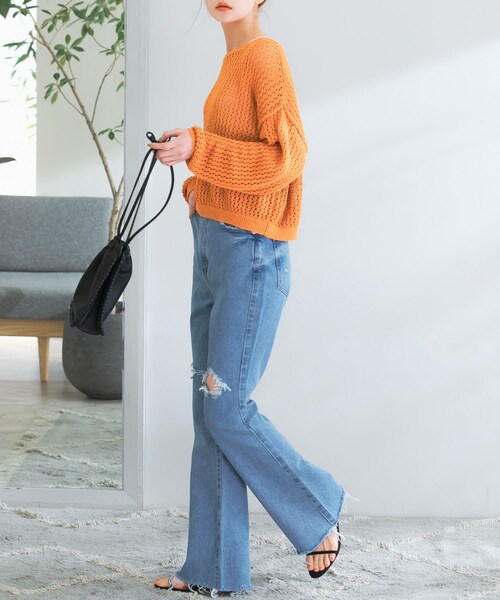 URBAN RESEARCH ROSSO（アーバンリサーチロッソ）の「NEEDBY heritage　BARBARA BOOT CUT DAMAGED（デニムパンツ・レディース・DAMAGELBLU・24/25/26）」の8枚目の写真