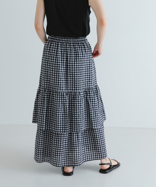 URBAN RESEARCH（アーバンリサーチ）の「サッカーティアードロングスカート（スカート・レディース・CHECK/BLACK・FREE）」の19枚目の写真