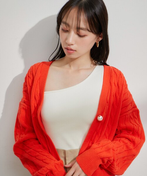 VIS（ビス）の「ワンショルダーテレコタンクトップ（タンクトップ・レディース・ライトグリーン/キナリ/ブラック・F）」の10枚目の写真